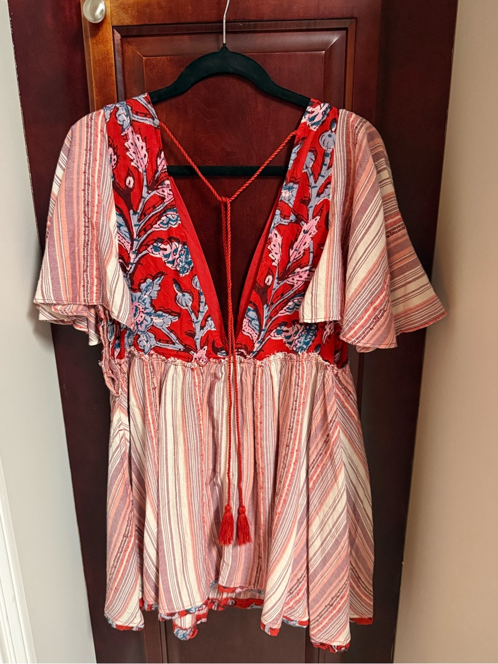 NWT Free People Striped Red Rome Tunic or Mini Dress size MEDIUM